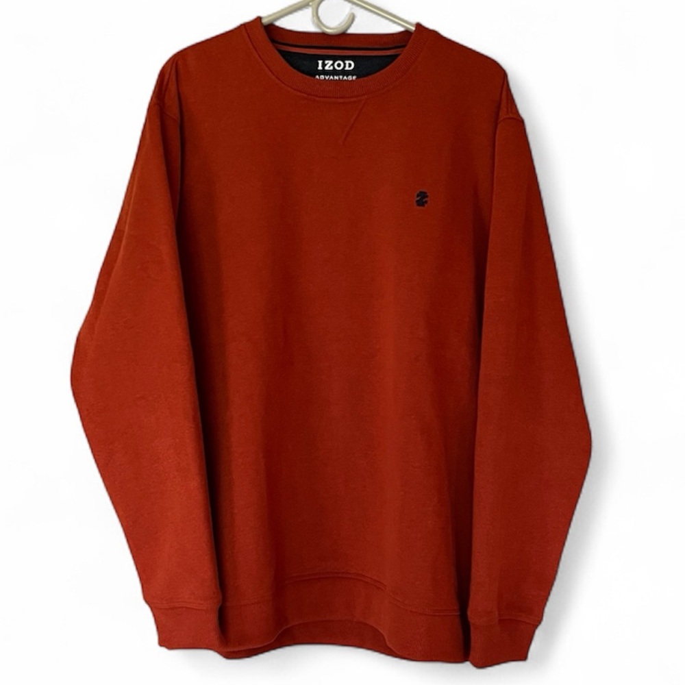 IZOD Performance Stretch Crew Neck Burnt Orange Rust Sweatshirt Mens XL NWOT